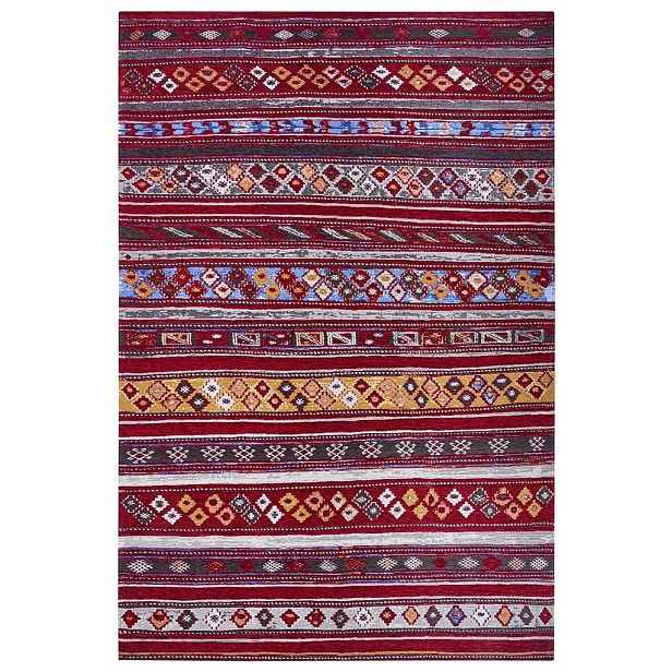 Koberec do obývacího pokoje 120x180 cm, protiskluzový, univerzální, šenilová červená barva