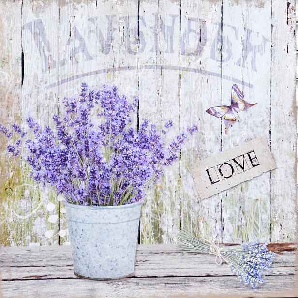 Obraz na plátně Levandule zátiší Love, 40x40 cm