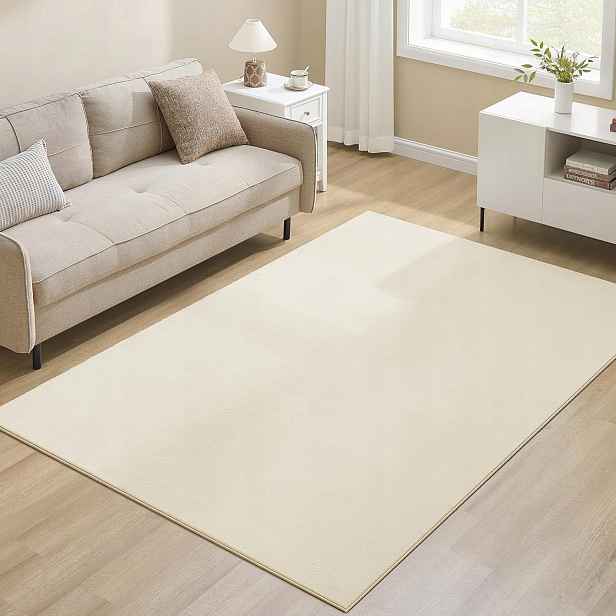 Koberec do obývacího pokoje 160 x 230 cm protiskluzový lze prát v moderní béžové barvě