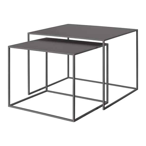 Tmavě šedé kovové konferenční stolky v sadě 2 ks 50x60 cm Fera – Blomus