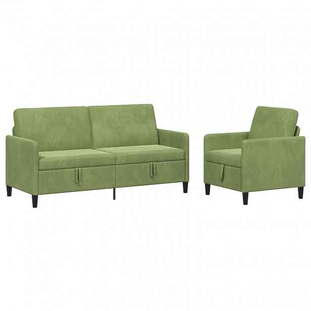 vidaXL Sedačka se storage 2 ks Světlá zelená Polyester