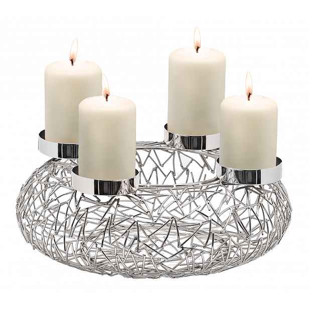 Adventní věnec Milano Ø 34 cm, stříbrný - EDZARD