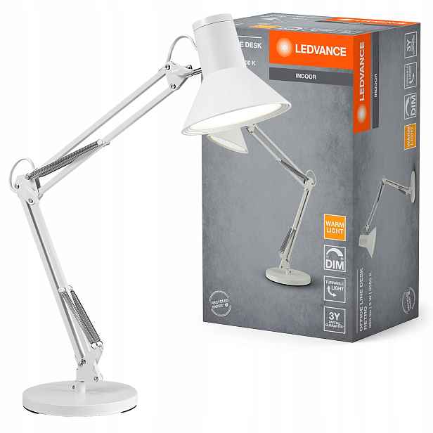 Stolní Led stolní lampa Nastavitelná 9W 617lm 3000K Bílá Office Line