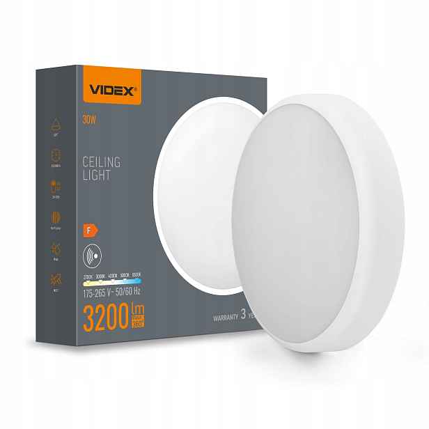 Stropní Svítidlo Stropní Svítidlo Led S Pohybovým Senzorem Videx, Variabilní Barva 3200 LM