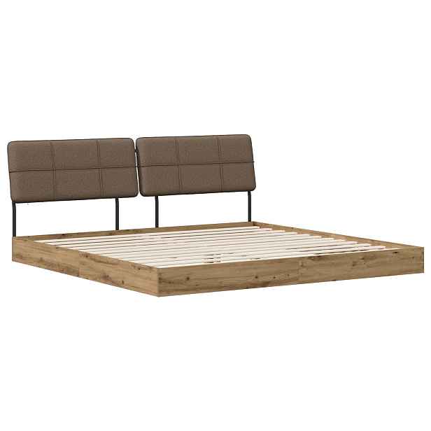 vidaXL Dvoulůžková postel s čelem dub artisan a taupe 200 x 200 cm