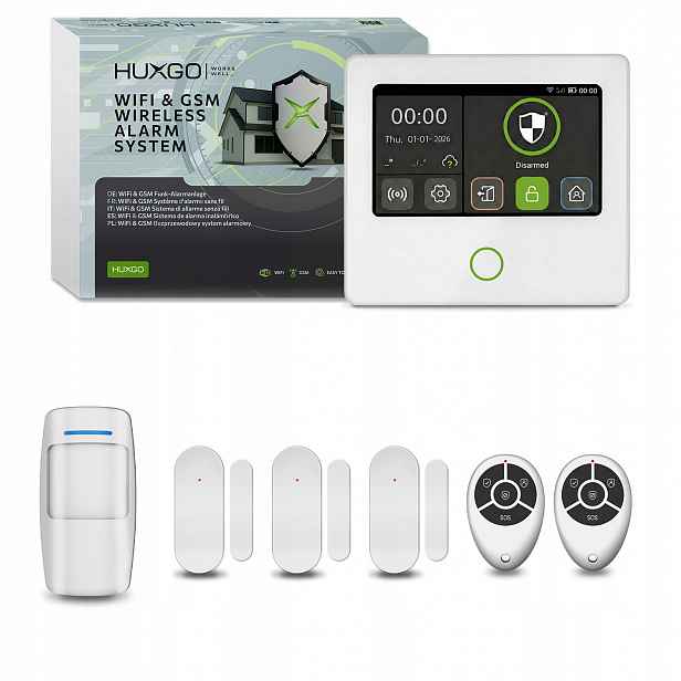 Bezdrátový alarm WiFi Gsm 4G s aplikací Tuya, Huxgo HXA502 4G W