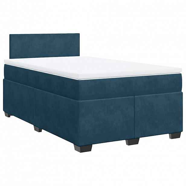 vidaXL Box spring postel s matrací tmavě modrá 120 x 200 cm samet