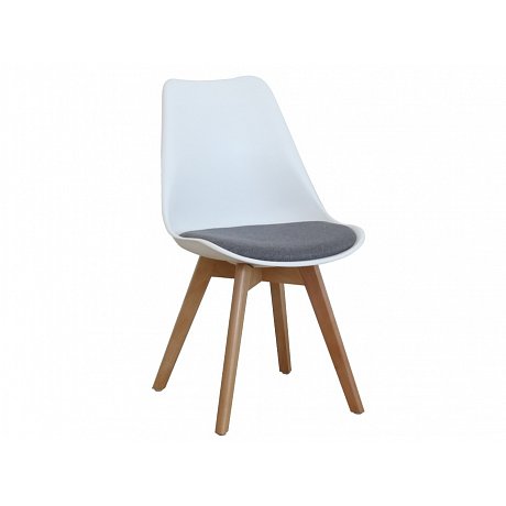 Designová židle s extra měkkým sedadlem Barva: šedá látka/bílý plast/buk