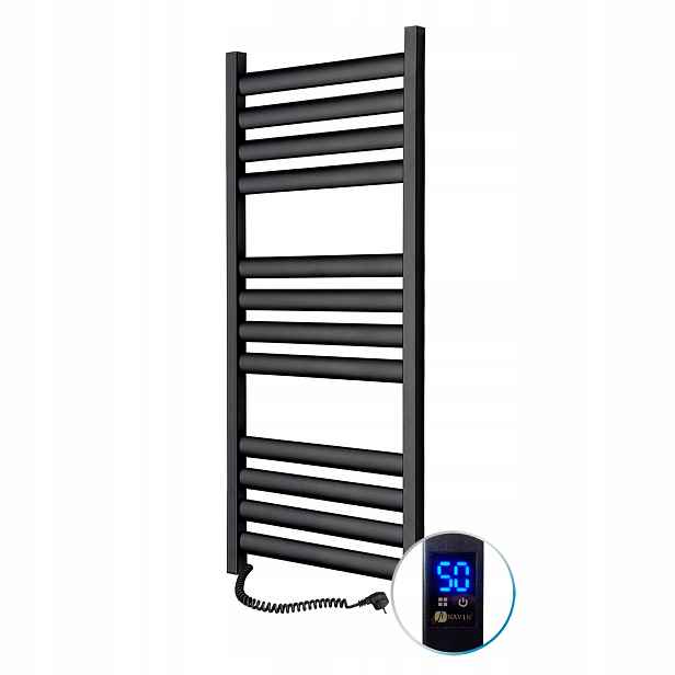 Elektrický koupelnový radiátor Černý Ellipse Sensor 500х1200 levý