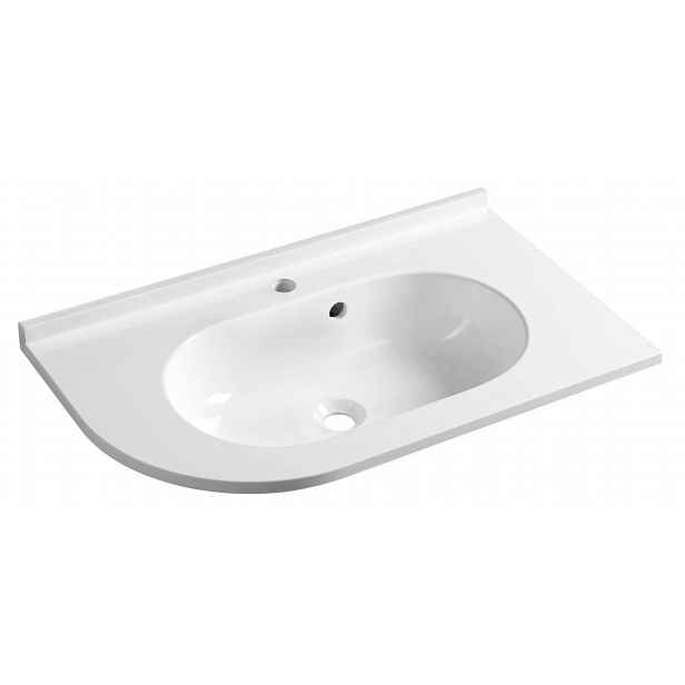 Sapho Pulse - Umyvadlo rohové 75x45 cm, s přepadem, otvor pro baterii, pravé, bílá BM658