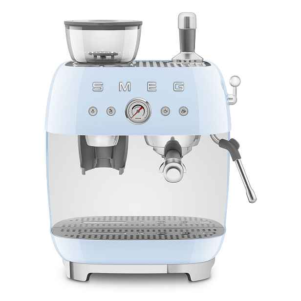 Smeg Pákový kávovar s mlýnkem EGF03, 50's Retro Style, pastelově modrá  EGF03PBEU
