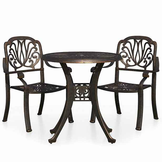 vidaXL 3dílný bistro set litý hliník bronzový