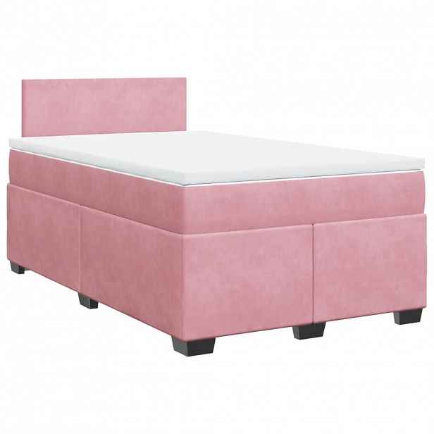 vidaXL Box spring postel s matrací růžová 120 x 200 cm samet