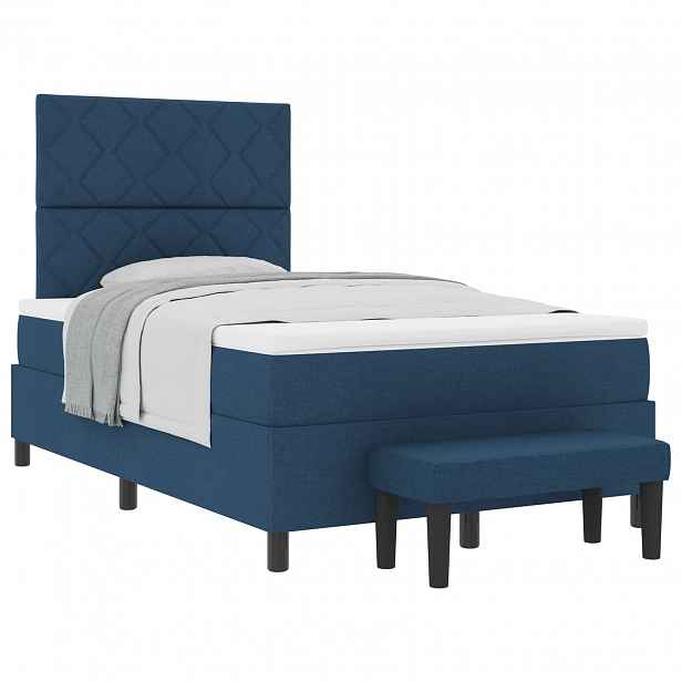 vidaXL Postel s boxspringem s polštářem Modrá 120 x 190 cm textil