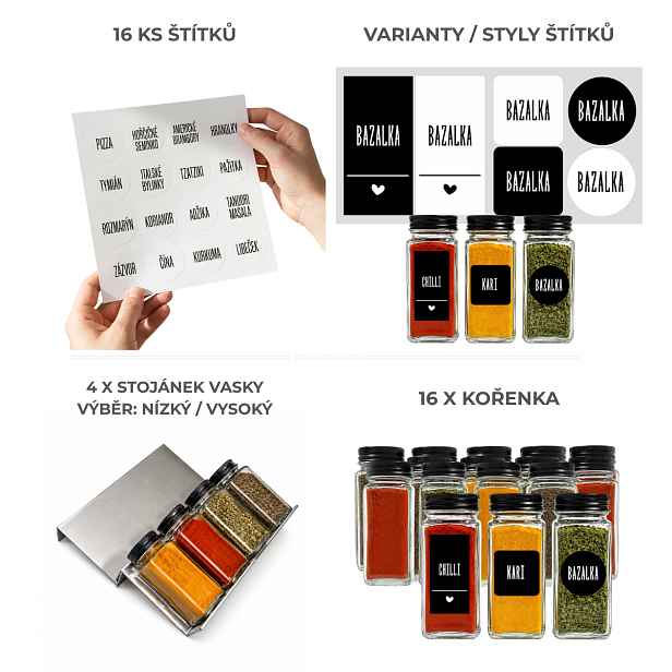 Orion Sada 16ks kořenek BLACKEMBER 120ml + 4ks organizér na kořenky VASKY - NEREZ + sada 16ks štítků