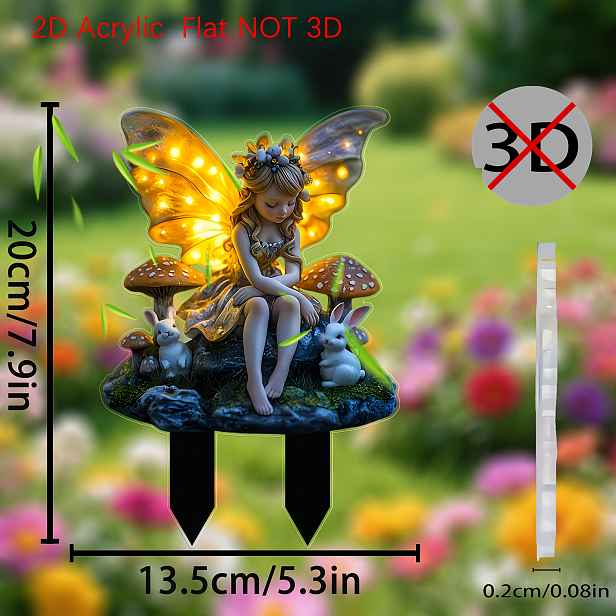 TEMU 2D plochá - 【2D plochá】 2D plochá - [2D plochá] 2D plochá plošina Lesní víla Akrylová zahradní vložka - s realistickými svítícími křídly, vhodná