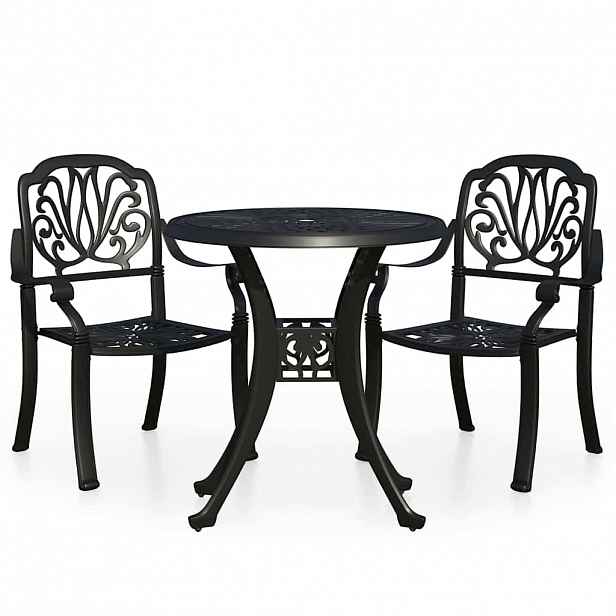 vidaXL 3dílný bistro set litý hliník černý