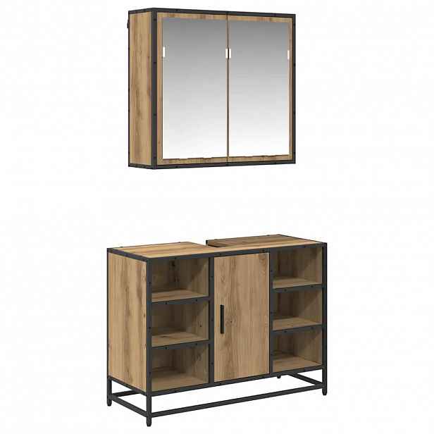 vidaXL Sada koupelnového nábytku 2 ks Artisanový dub 80 x 33 x 60 cm