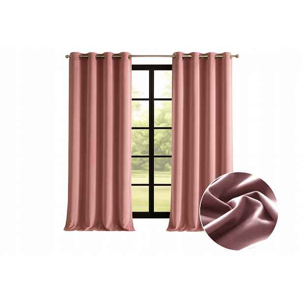 2x Sametová Závěs Pastelově Růžová 140x250cm elegantní Růžové Oka