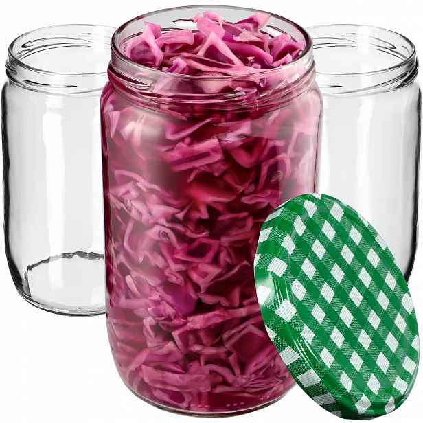 48x Zavařovací Sklenice 720ml Sklenice Na Okurky Med Víčko FI82