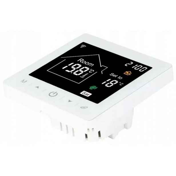 Bílý Termostat WiFi LCD 16A Podlahové Vytápění Podlahovka