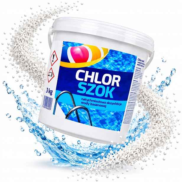 Chlor Šok 3 Kg Granule Do Bazénu Rychlá Dezinfekce Čisté Bazénové Vody
