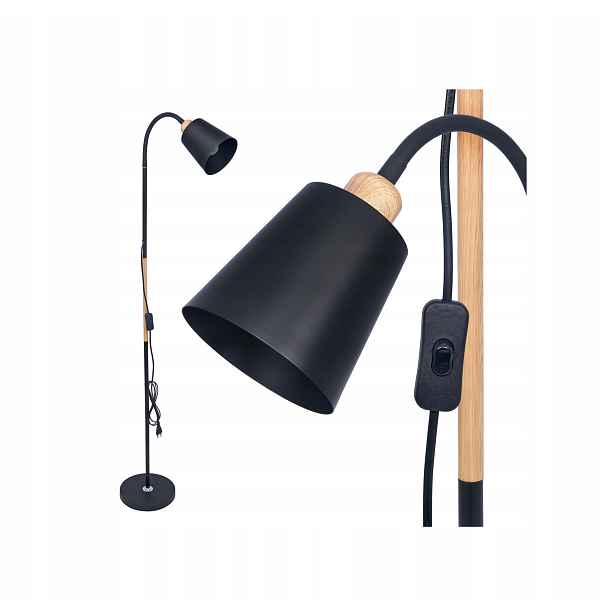Stojací podlahová lampa Vídeň E27 černá, nastavitelná, loftová, skandinávská