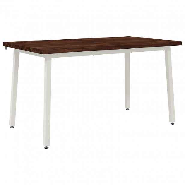 vidaXL 140 x 80 x 75 cm Masivní akátové dřevo Tmavě hnědá a bílá