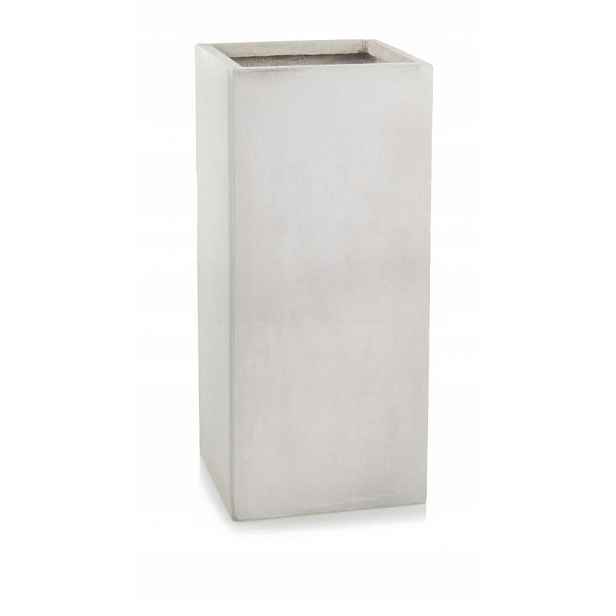 Vysoký obdélníkový šedý květináč z fiberclay – 21 × H 50 cm