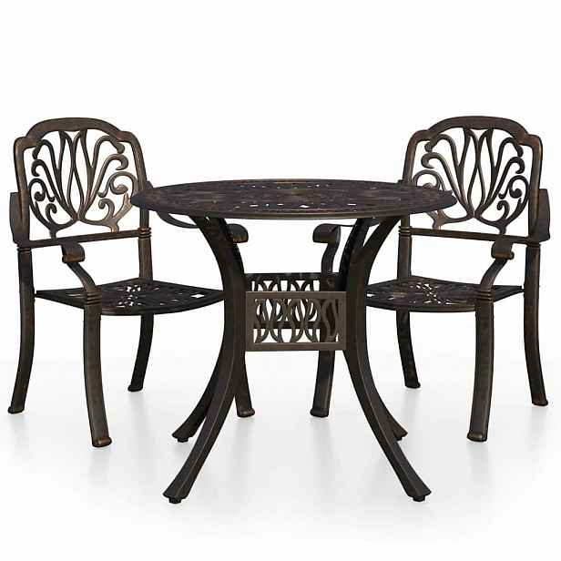 vidaXL 3dílný bistro set litý hliník bronzový