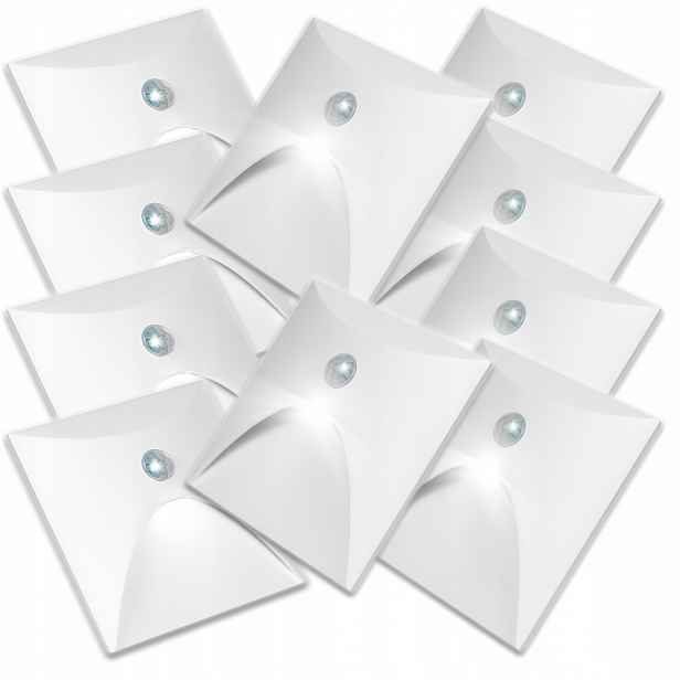 10 X Svítidlo Schodišťová Osvětlovací Lampa Senzor Soumraku Pohybu Bílá Hliníková