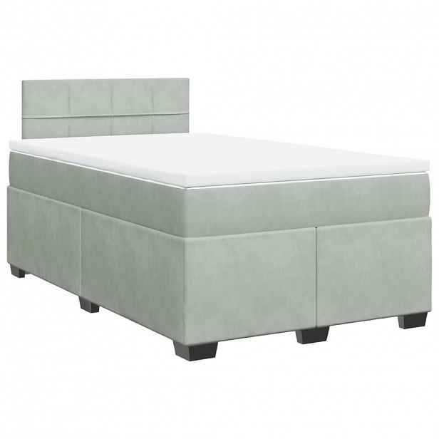 vidaXL Box spring postel s matrací světle šedá 120 x 200 cm samet