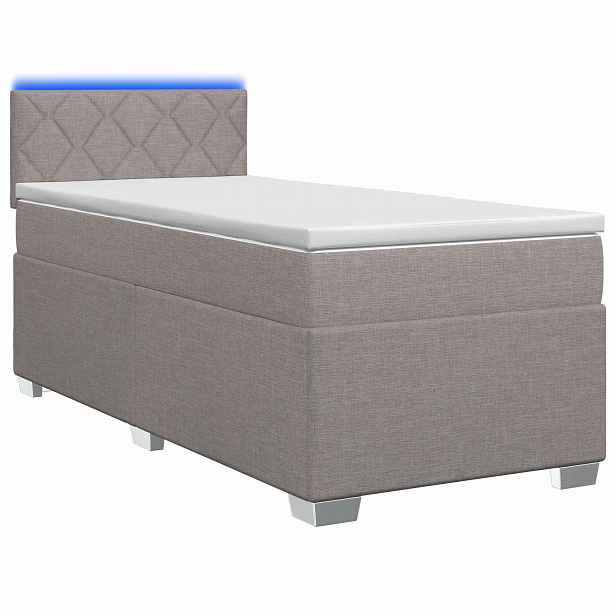 vidaXL Box spring postel s matrací a LED Taupe 80 x 200 cm Textil