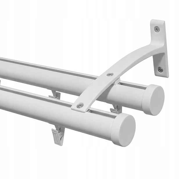 Dvojitá Garnýž Bezkolizní Hliníková 28 28mm Bílá 300cm