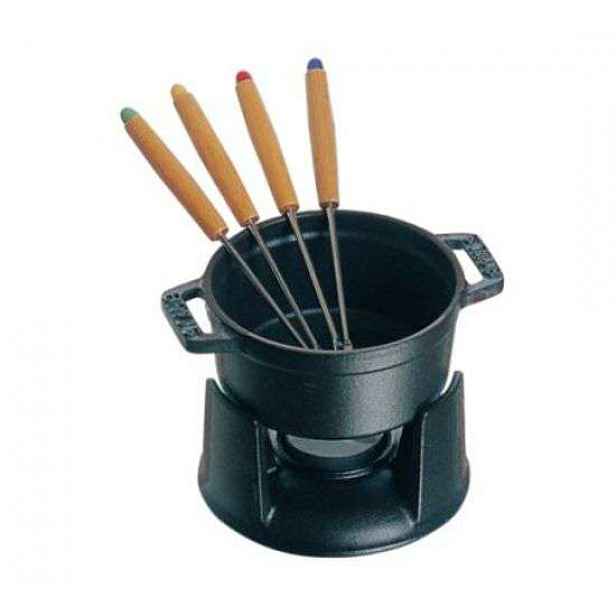 Litinová sada na čokoládové fondue Staub, černá, 0,25 l / 10 cm