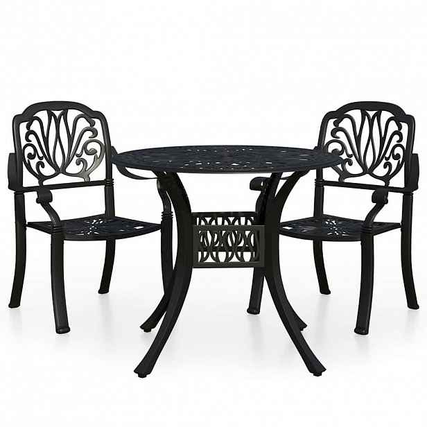 vidaXL 3dílný bistro set litý hliník černý