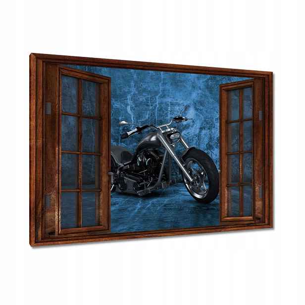 Obrazy 90x60 Modrá stěna Motocykl