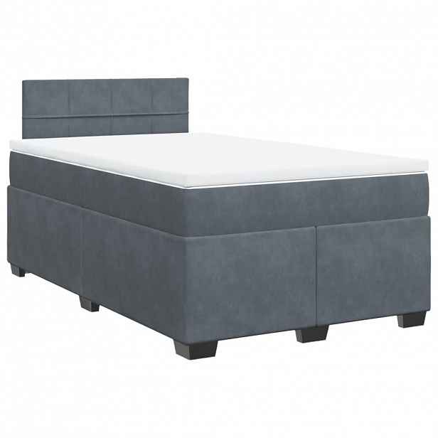 vidaXL Box spring postel s matrací tmavě šedá 120 x 200 cm samet