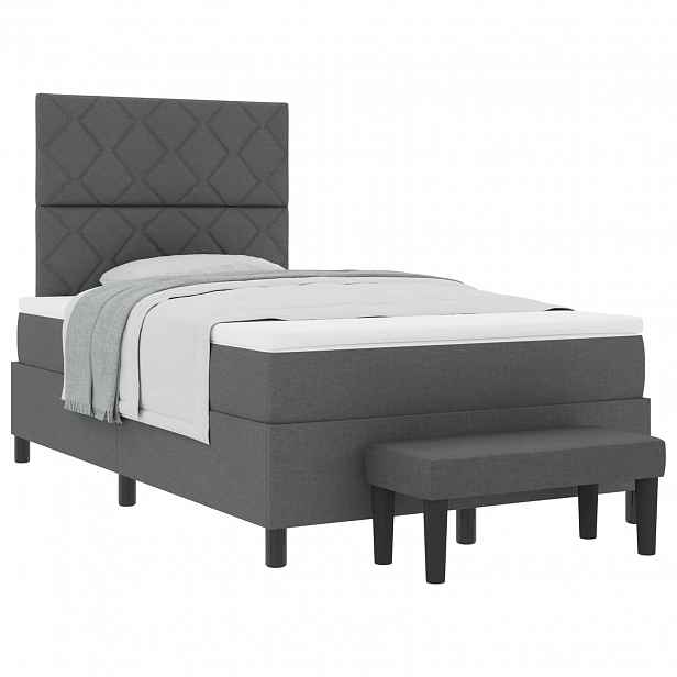 vidaXL Postel s boxspringem s čelo Tmavě šedá 120 x 200 cm textil