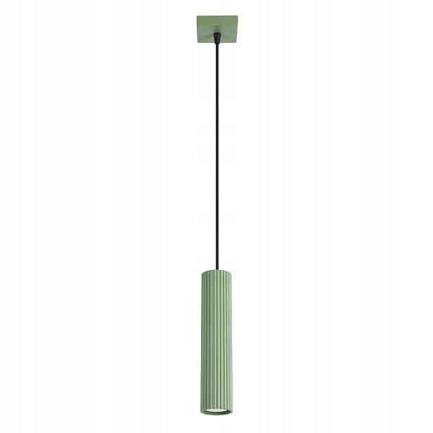 Sollux Lighting Karbon závěsná lampa zelená rýhovaná tuba gu10 1x10w