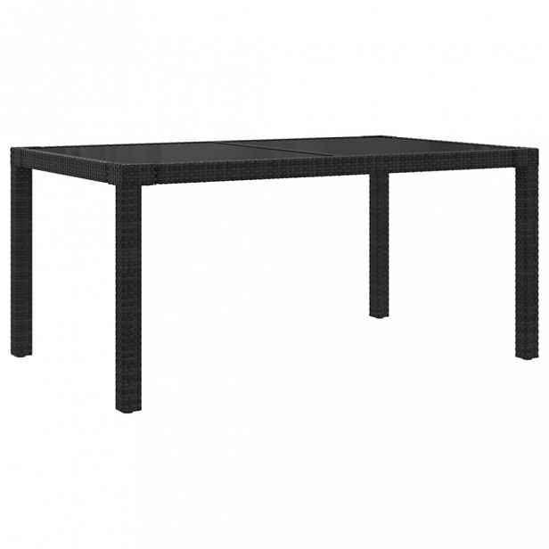 Zahradní stůl 150x90x75 cm sklo / polyratan Černá
