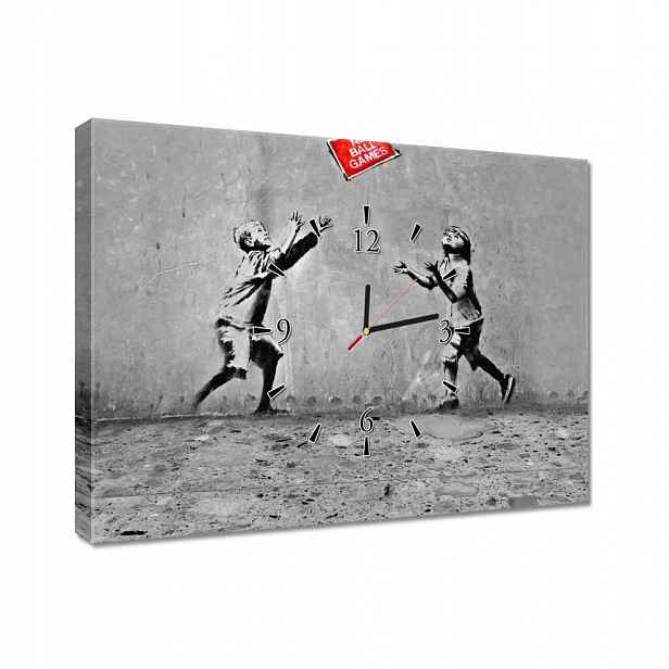 Nástěnné hodiny Banksy 60x40 No ball games