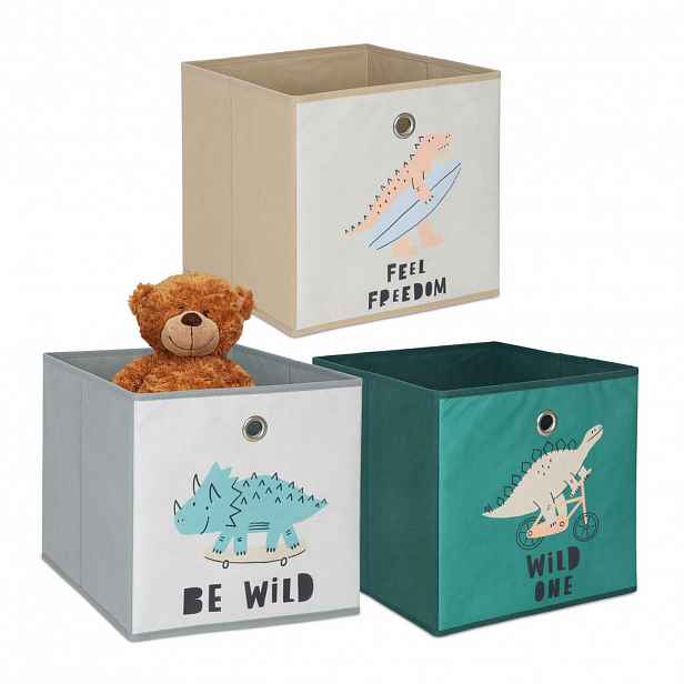 Relaxdays KRABICE Barevná 3ks-set skládací pro děti 30x30x30 cm