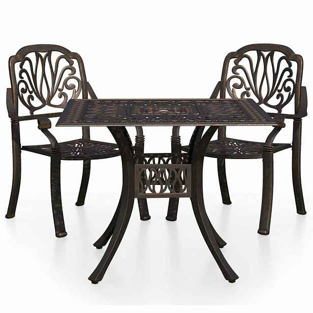 vidaXL 3dílný bistro set litý hliník bronzový