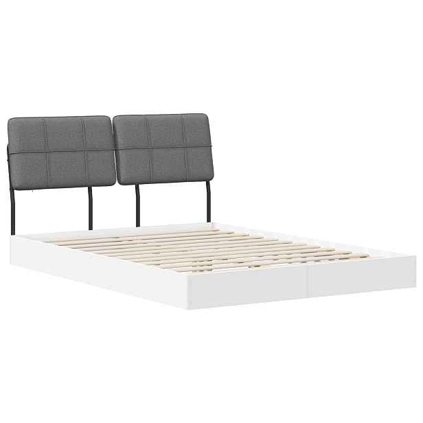 vidaXL Dvoulůžková postel s čelem Bílá a světlá šedá 120 x 200 cm