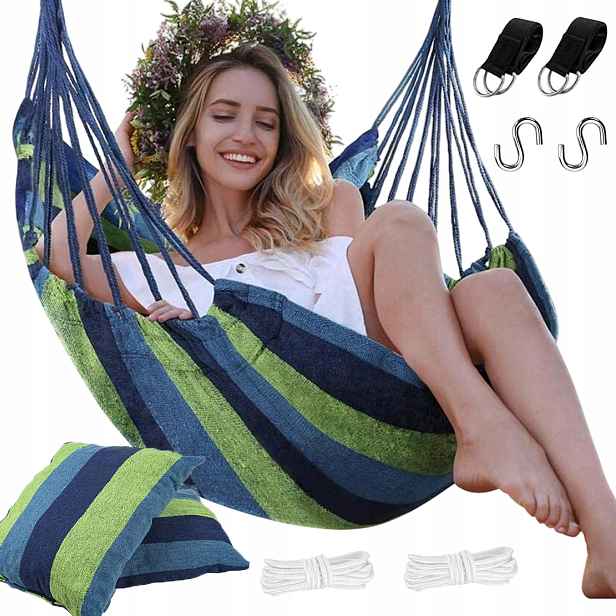 Houpací křeslo závěsné křeslo brazilské křeslo Boho houpací síť +2 Polštáře