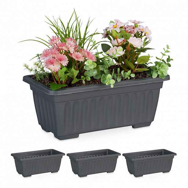 Relaxdays TRUHLÍK Antracitový 4dílná-sada plast 34 cm