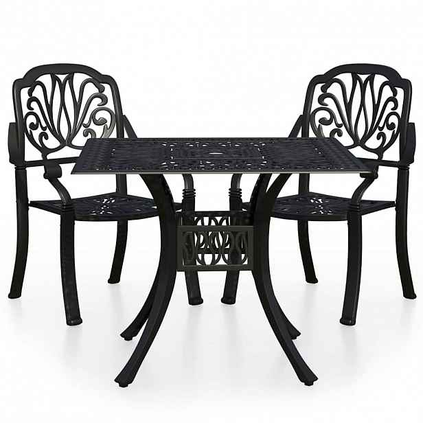 vidaXL 3dílný bistro set litý hliník černý