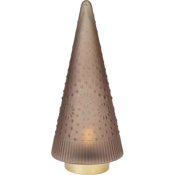 Vánoční stromek skleněný s Led diodami, 37cm, hnědá