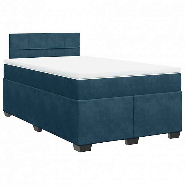 vidaXL Box spring postel s matrací tmavě modrá 120 x 200 cm samet